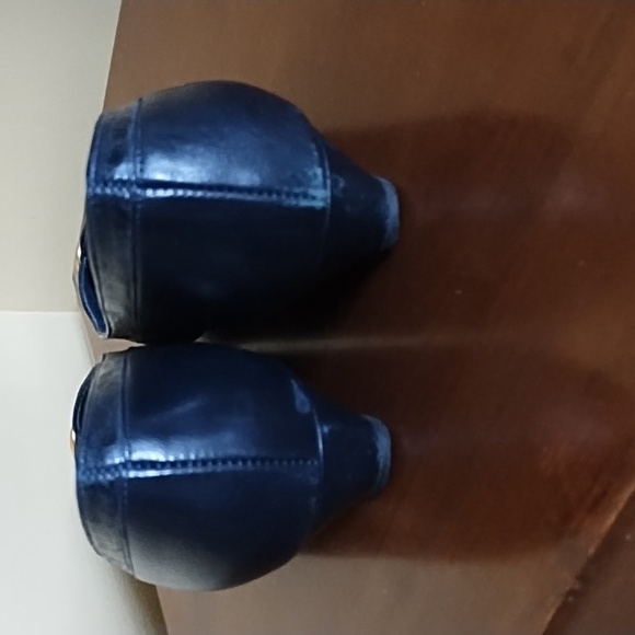 Shelby Kitten Heel PumpsWomen's Size 9 Kid Leather Church Office Party Navy Blue - Picture 7 of 9